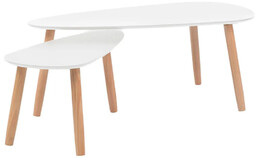 Elior Komplet 2 owalnych stolików z białym blatem