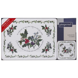 PODKŁADKI KORKOWE PIMPERNEL Ostrokrzew - Holly & Ivy