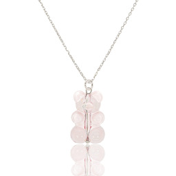Naszyjnik srebrny z różowym misiem 42 CM