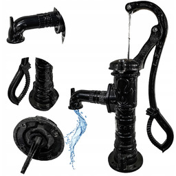 Pompa Abisynka Ręczna Ogrodowa Ozdobna Czarna Żeliwna