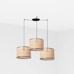 Faro Barcelona Lampa wisząca Mambo 450 Black/Rattan 3L