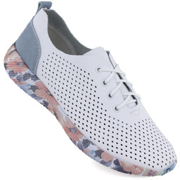 Skórzane półbuty damskie ażurowe białe Artiker 58C0586