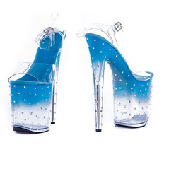 Buty Szklanki na Obcasie - TLB02135 Niebieski 35