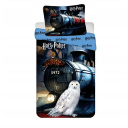 Pościel 140x200 Harry Potter Hogwarts Express niebieska poszewka