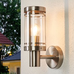 Zewnętrzna Lampa Lindby, Djori, ściemnialny, metaliczny, balkon, stal