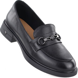 Skórzane półbuty damskie lordsy czarne Vinceza 39991