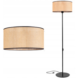 Lampa stojąca podłogowa Rustykalna Abażur Juta beżowy czarny