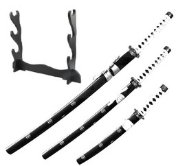 ZESTAW KATANA WAKIZASHI TANTO ZE STOJAKIEM 5KM28-3PCBK