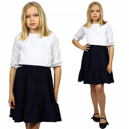 Elegancka Sukienka Koronka Z Falbanką Szkoła 158