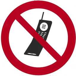 Contacto Tabliczka, piktogram: Zakaz używania telefonów komórkowych o