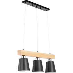 Lampa sufitowa wisząca 3 punktowa E27 - drewniana