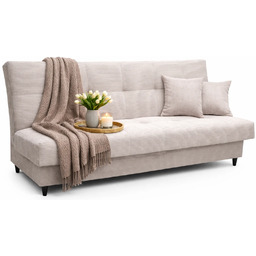 Edinos Premium Kremowa sztruksowa wersalka rozkładana bez boków