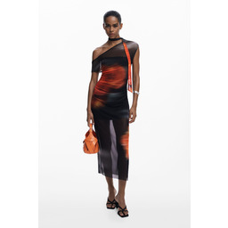 Asymetryczna drapowana sukienka w kwiaty