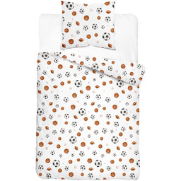 Pościel bawełniana dwustronna biała w piłki PPL-15