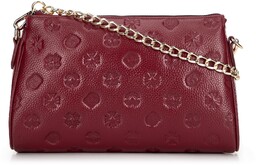 Torebka crossbody skórzana w tłoczenie bordowa