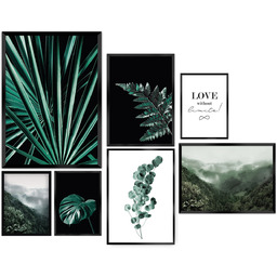 Zestaw obrazów Green Jungle 7szt., 70x100cm/ 50x70cm/30x40cm