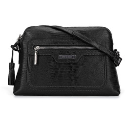 Damska listonoszka skórzana z chwostem czarno-srebrna