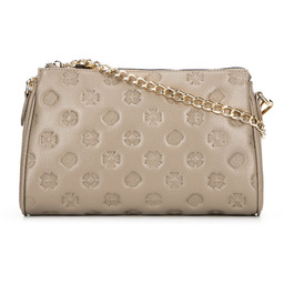 Torebka crossbody skórzana z tłoczeniem beżowa