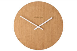 Zegar ATMOWOOD z drewna dębowego 34 cm białe