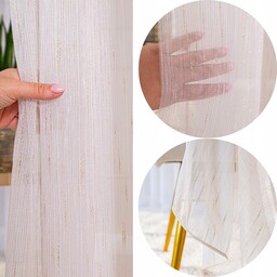 Gotowa kremowa firana na taśmie ze złotą nitką