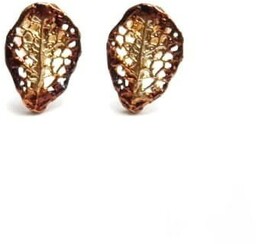 Mini listki brąz - kolczyki srebrne