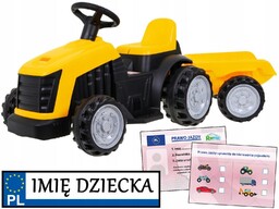 Traktor na akumulator Tablica Imienna prawo jazdy Przyczepka