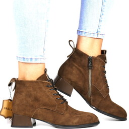 Damskie Botki Skórzane na Niskim Obcasie Vinceza 66805