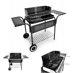 Grill Węglowy Ogrodowy Metalowy Na Kółkach Półki Regulowana