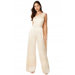 Coast Beżowy Kombinezon Długi na Jedno Ramię 40