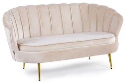 Sofa muszelka Glamour ELIF beżowy welur, złote nogi