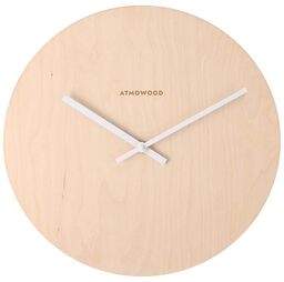 Zegar ATMOWOOD z drewna brzozowego 34 cm białe