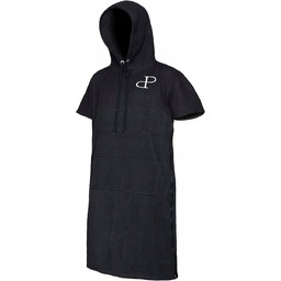 DOUBLE PONCHO PLAŻOWA TUNIKA Z KAPTUREM W CZARNYM