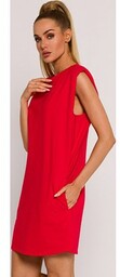 Sukienka mini z poduszkami na ramionach czerwona M789,