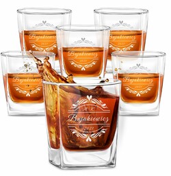 Szklanki grawerowane do whisky x6 komplet dla pary