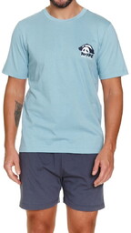 Piżama męska krótki rękaw Dn-nightwear PMB.7232 Ice Blue
