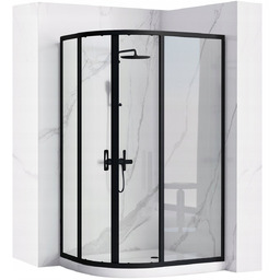 Czarna asymetryczna kabina prysznicowa rozsuwana 100x80 cm Look
