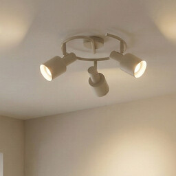 Lampa Sufitowa Lindby, Ovelia, ściemnialny, beżowy, salon, metal,