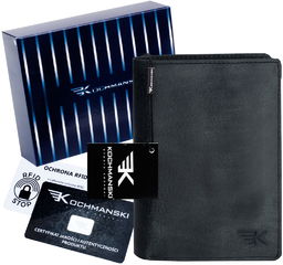KOCHMANSKI Portfel męski skórzany szary rfid pionowy