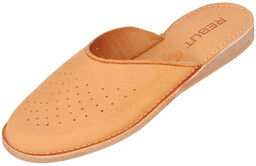 Kapcie skórzane damskie góralskie kryte świnka klin drobne