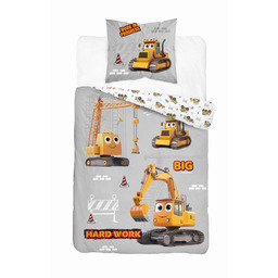 Detexpol Pościel bawełniana 160x200 cm z maszynami budowlanymi