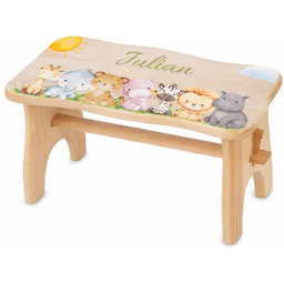 TABORET DREWNIANY STOŁEK PERSONALIZOWANY NADRUK UV PODEST