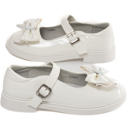 Baleriny Lakierki Białe Dziecięce Buty Dla Dziewczynki