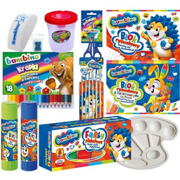 WYPRAWKA SZKOLNA FARBY KREDKI JUMBO GUMKA BAMBINO ZESTAW