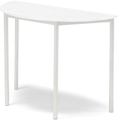 Stół SONITUS, półokrągły, 1200x600x900 mm, laminat HPL biały,