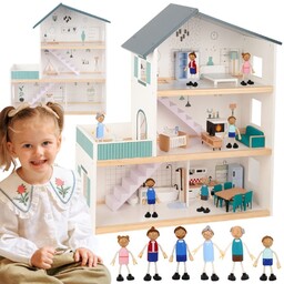 TOOKY TOY Duży Drewniany Domek dla Lalek +