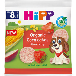 HiPP, wafelki kukurydziane, truskawkowe, BIO, od 8 miesiąca,