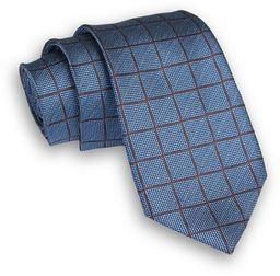 Niebiesko-Brązowy Klasyczny Męski Krawat -ALTIES- 7cm, Szeroki,