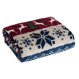Eurofirany Koc narzuta świąteczny 150x200 granatowy czerwony ze