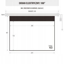 Ekran Elektryczny 100" 203x152cm z pilotem EM-100 4:3E