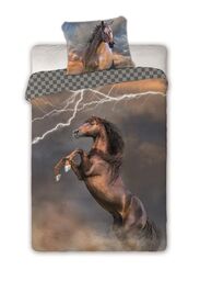 Faro Pościel bawełniana 160x200 koń piorun szachownica Horses